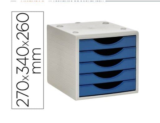 Bloco classificador de gavetas q-connect 5 gavetas cor azul opaco 270x340x260 mm ( Imagem 5 de 5 ) - Preview