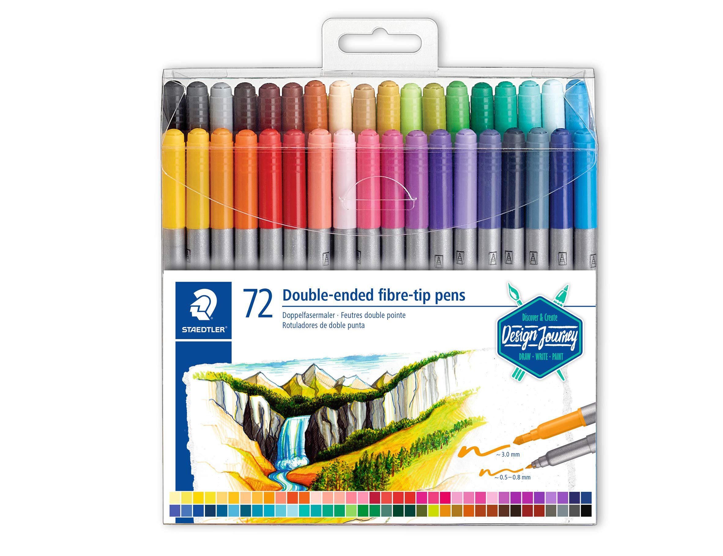 Marcador staedtler dupla ponta de fibra 3200 estojo de 72 unidades cores sortidas ( Imagem 3 de 8 ) - Preview