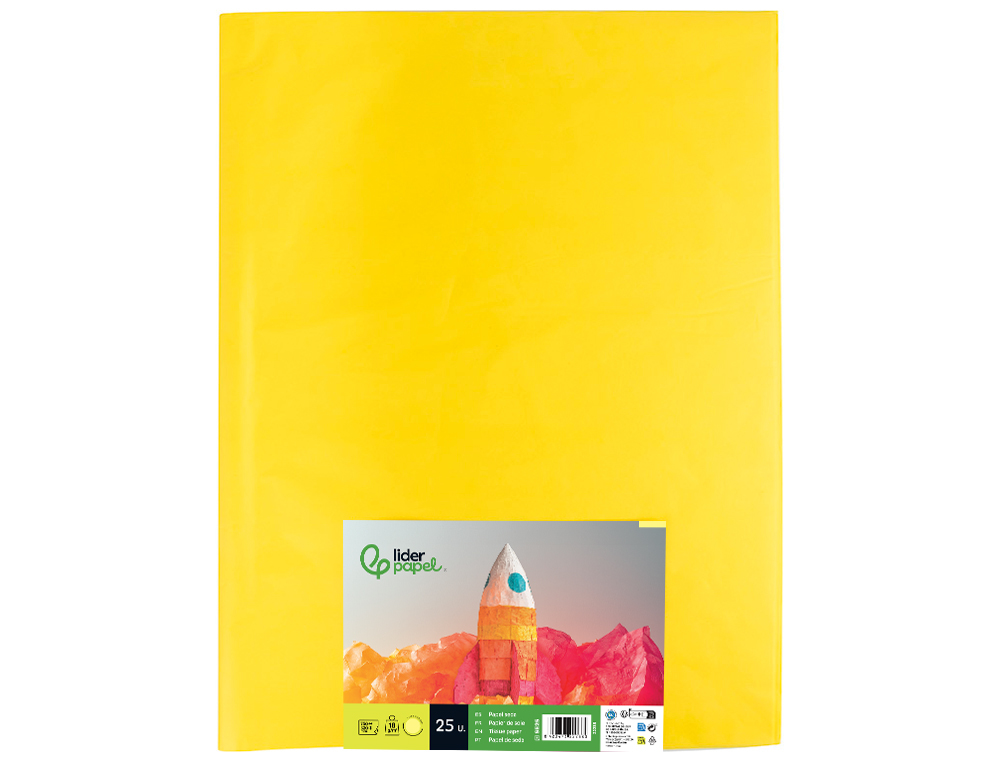 Papel seda liderpapel 52 x 76 cm 18 gr amarelo pack 25 folhas ( Imagem 3 de 7 ) - Preview