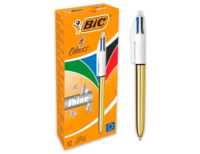Esferografica bic quatro cores shine ouro ponta de 1 mm (12 unidades) ( Imagem 3 de 8 ) - Preview