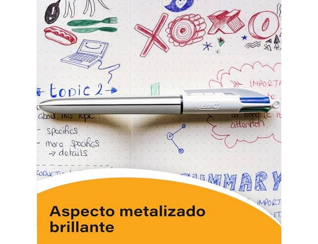 Esferografica bic quatro cores shine ouro ponta de 1 mm (12 unidades) ( Imagem 5 de 8 ) - Preview