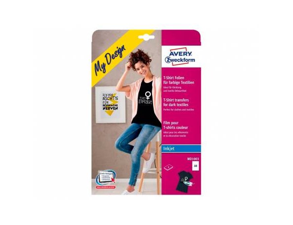 Papel transfer avery para camisetas algodon colores oscuros ink-jet din a4 pack de 4 hojas ( Imagem 5 de 5 ) - Preview
