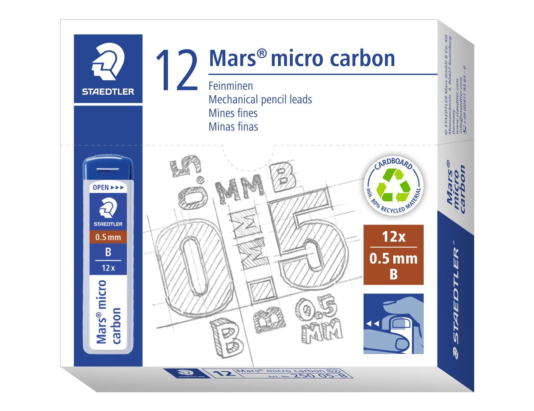 Minas staedtler mars micro grafite 0,5 mm b tubo com 12 unidades (12 unidades) ( Imagem 3 de 4 ) - Preview
