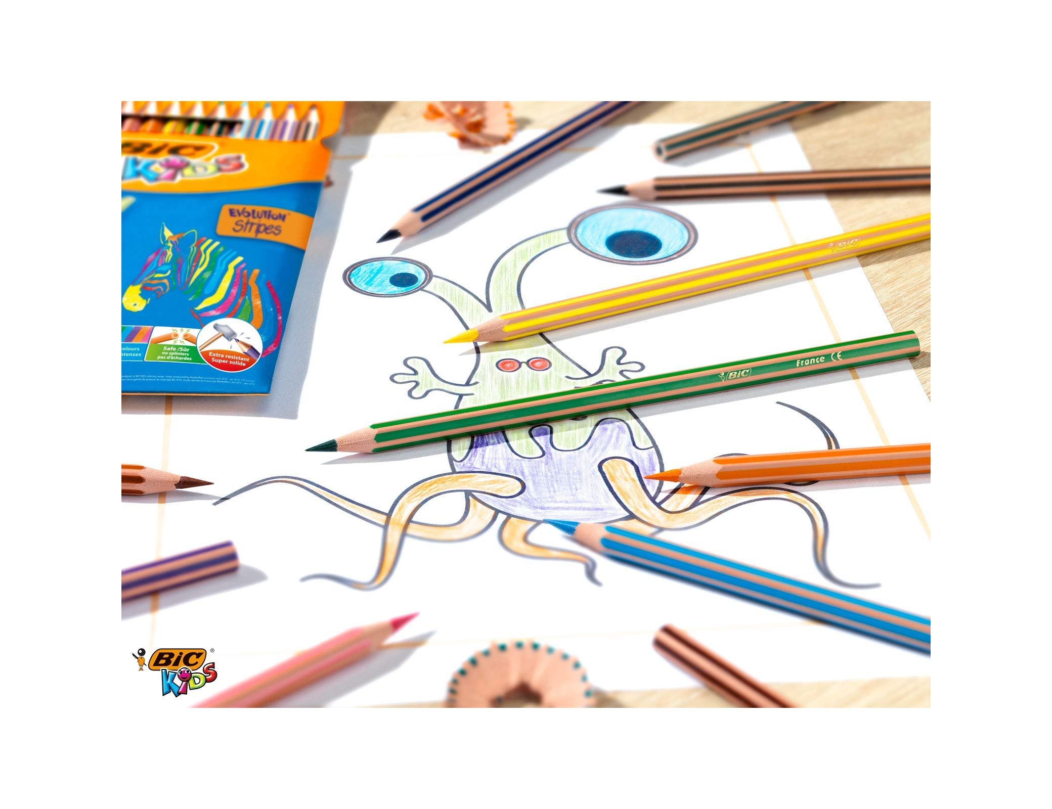 Lapis de cores bic evolution stripes caixa de 18 cores sortidas ( Imagem 5 de 5 ) - Preview