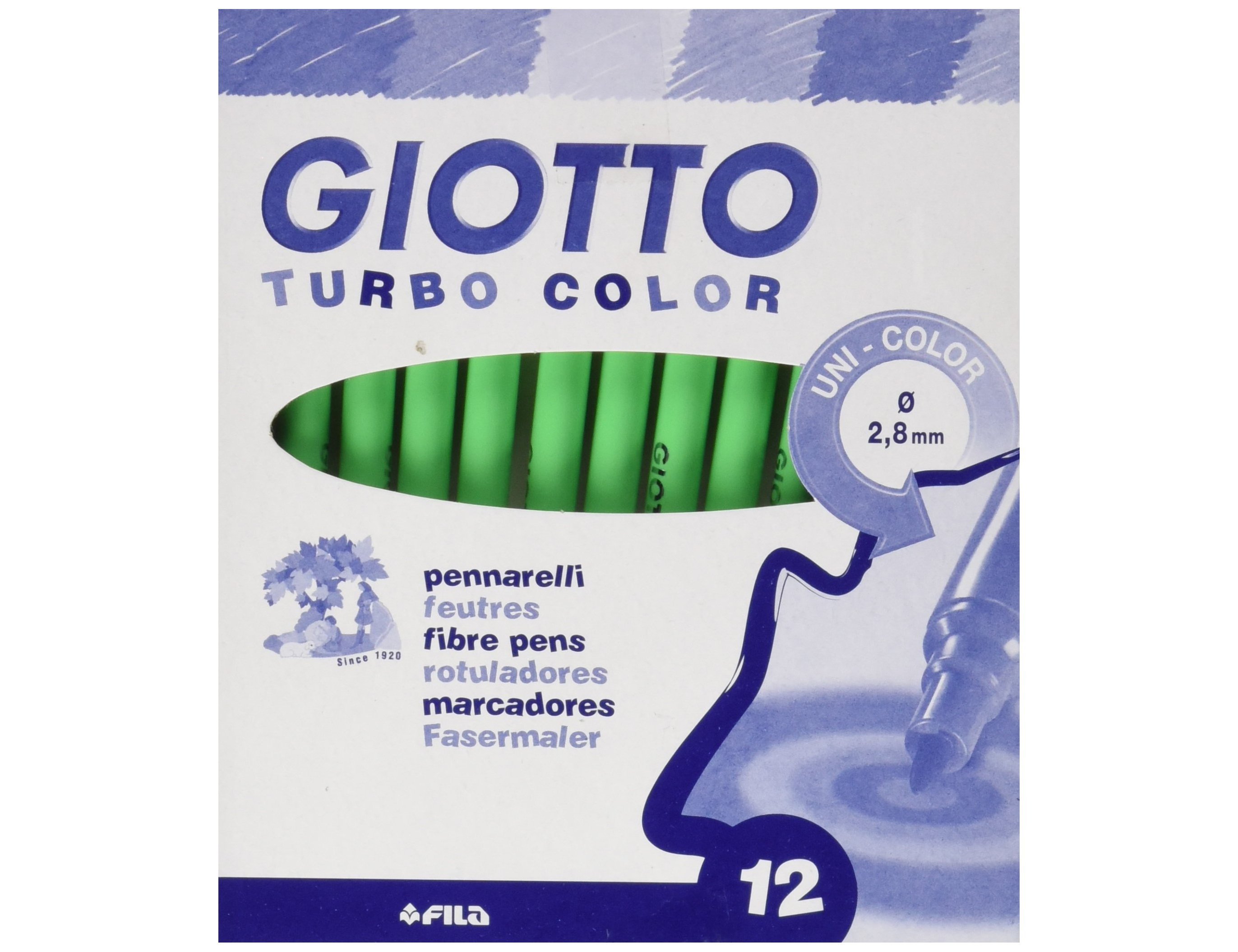 Marcador giotto turbo color lavavel com ponta bloqueada unicolor verde (12 unidades) ( Imagem 3 de 3 ) - Preview