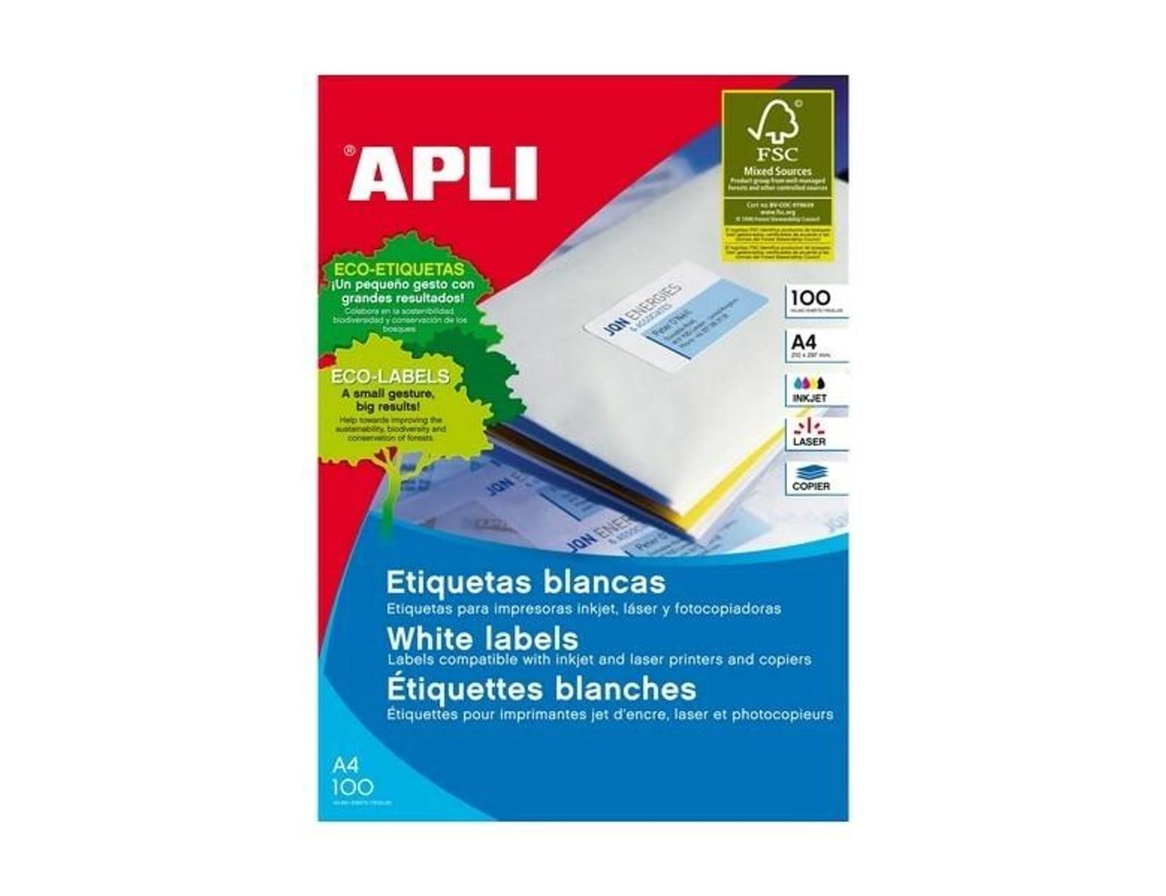 Etiqueta adhesiva apli 2423 tamanho 199,6x144,5 mm fotocopiadora laser ink-jet caixa com 100 folhas din a4 ( Imagem 3 de 6 ) - Preview
