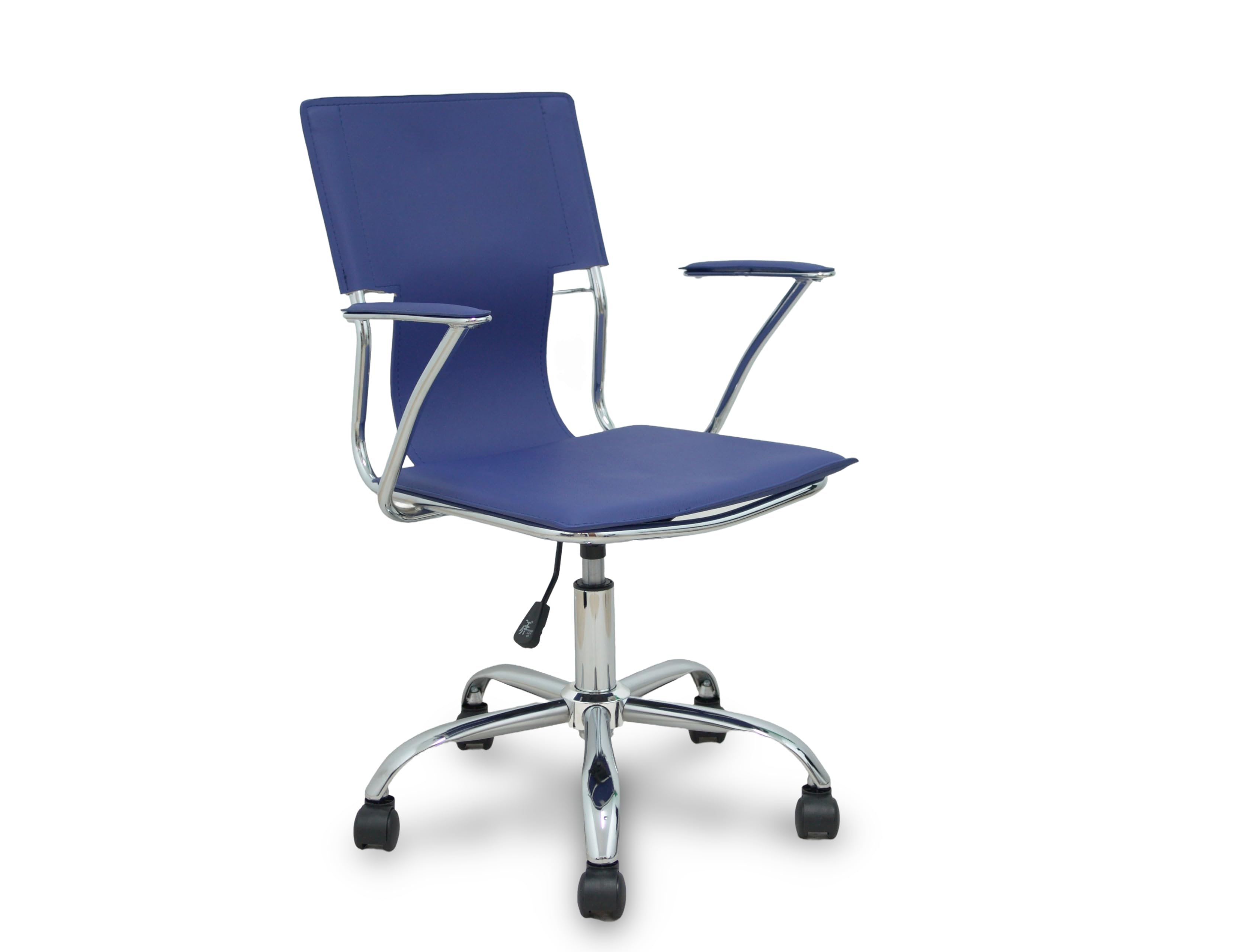 Cadeira de escritorio pyc encosto medio regulavel em a ltura simi pele azul 860+90x480x440 mm ( Imagem 3 de 11 ) - Preview