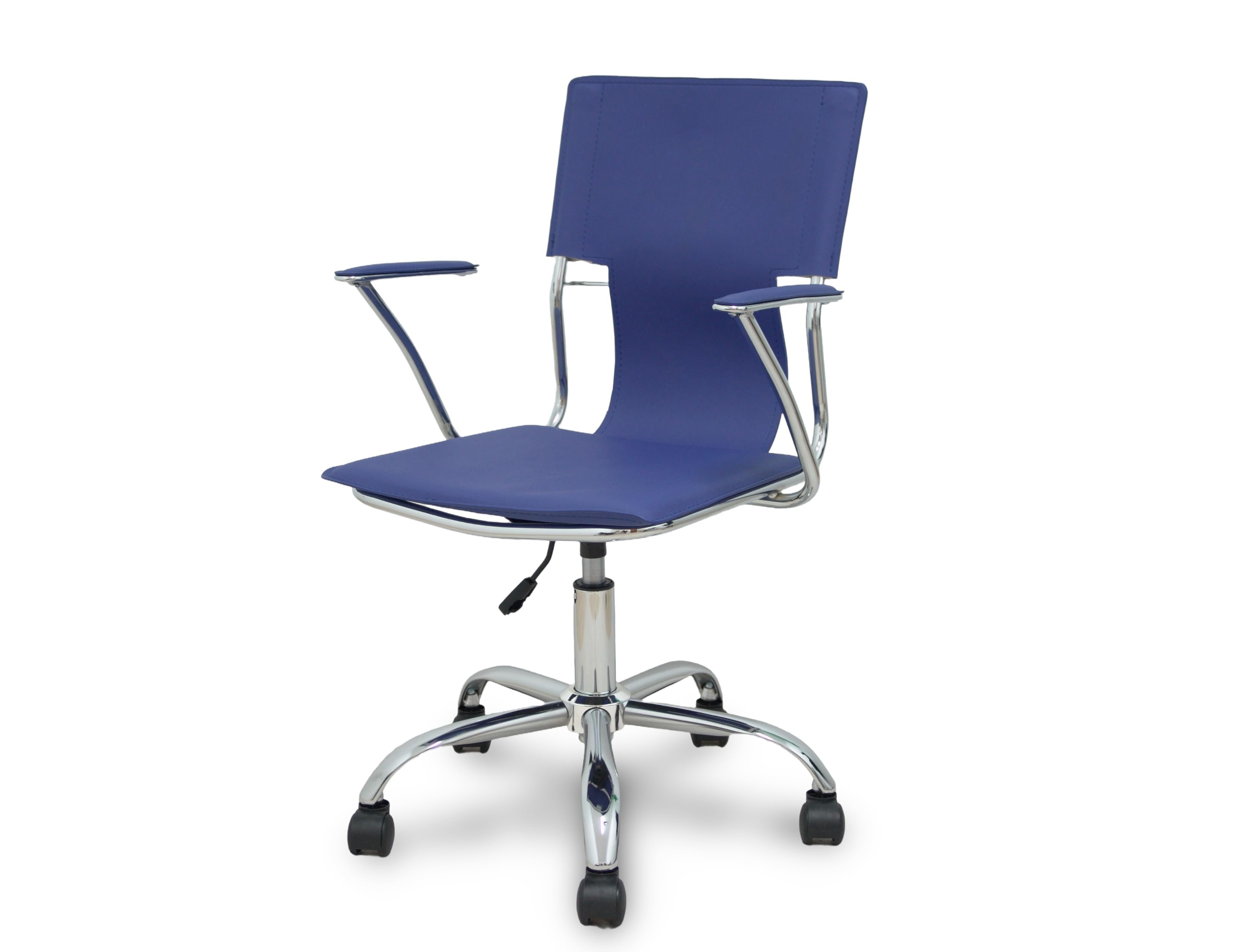 Cadeira de escritorio pyc encosto medio regulavel em a ltura simi pele azul 860+90x480x440 mm ( Imagem 5 de 11 ) - Preview