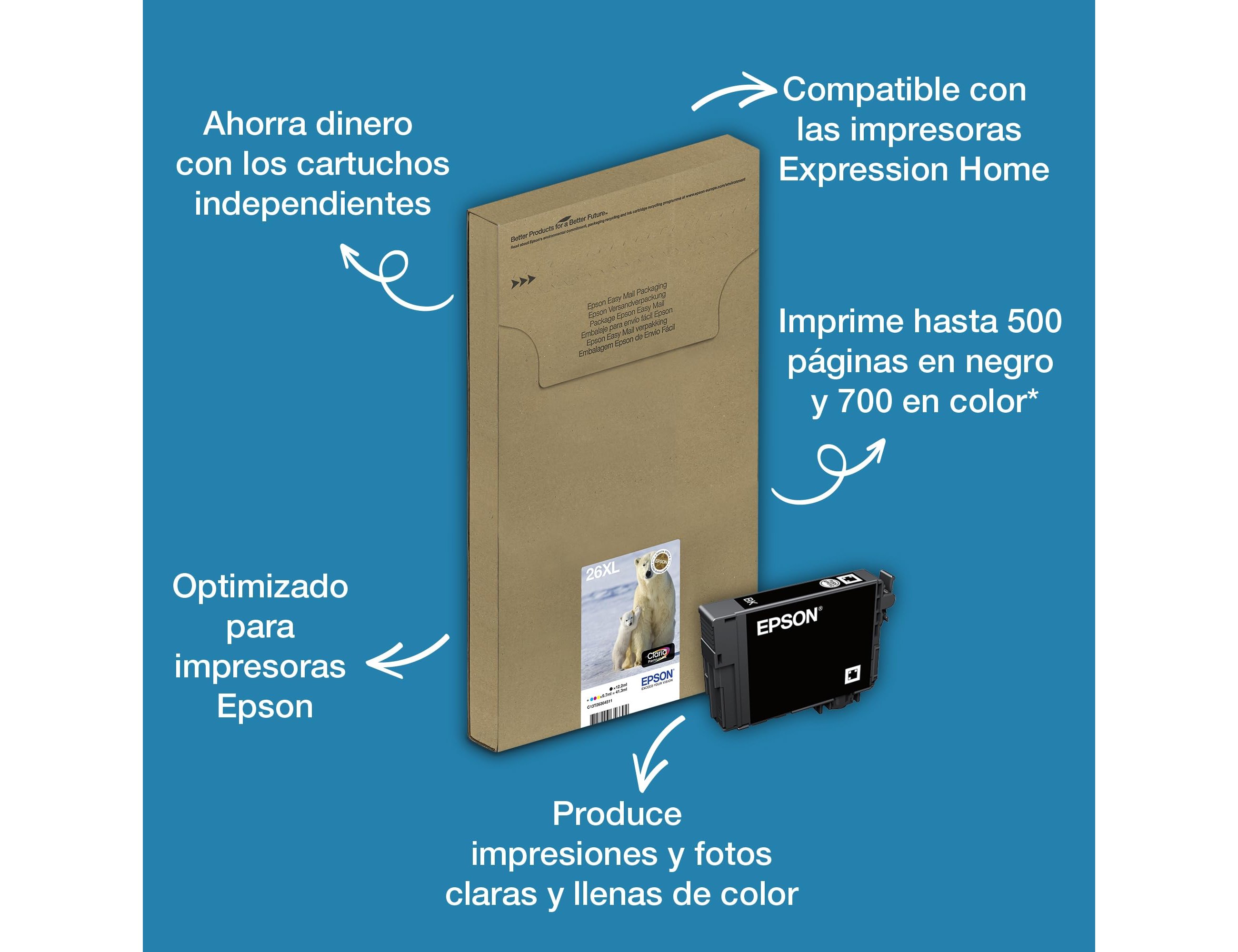 Tinteiro epson 26xl xp-600 / 605 / 700 / 800 preto 700 pag ( Imagem 4 de 9 ) - Preview