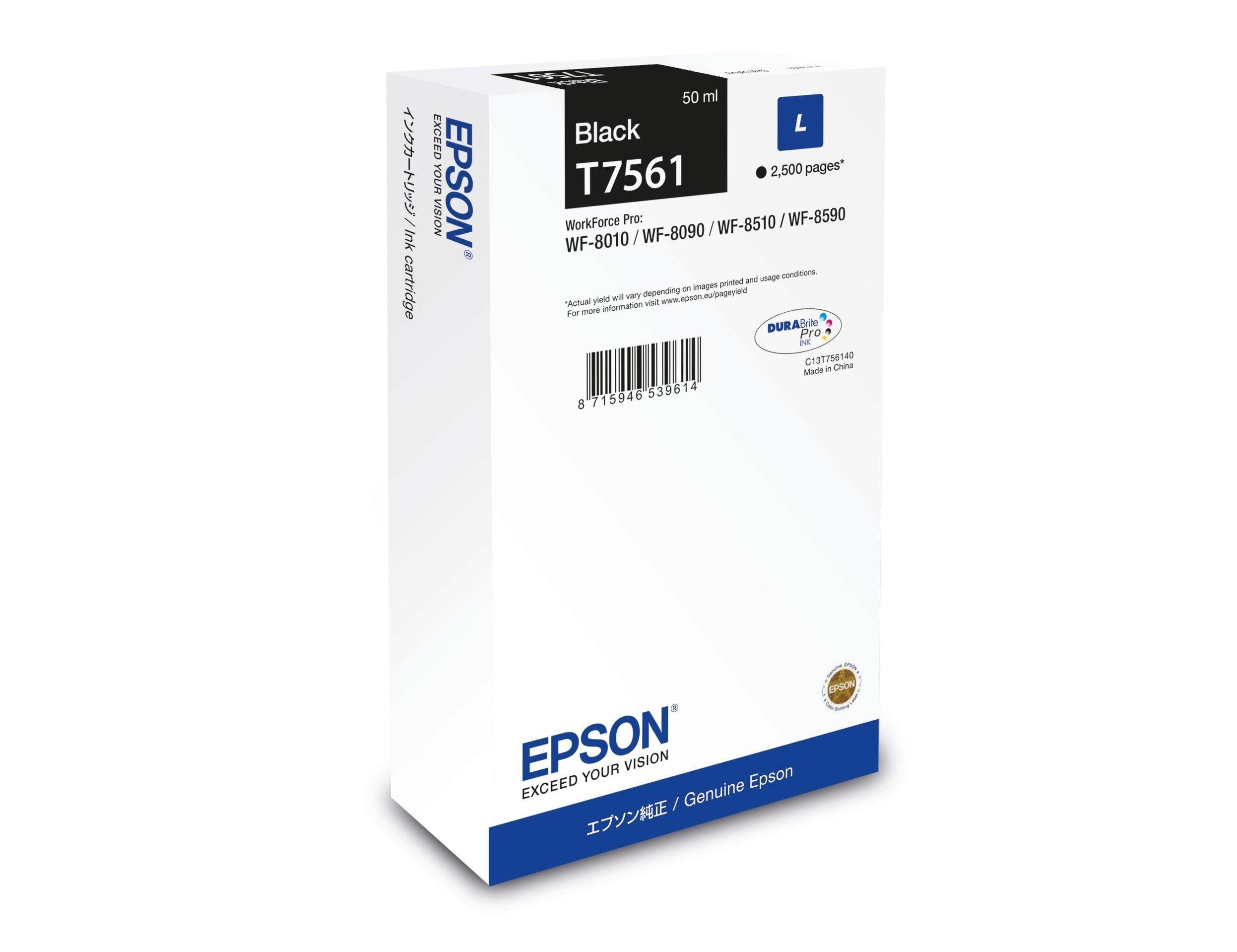 Tinteiro epson t7561 preto l wf-8010dw / 8090d3twc / 8510dwf / 8590dwf capacidade 2500 pag ( Imagem 3 de 3 ) - Preview