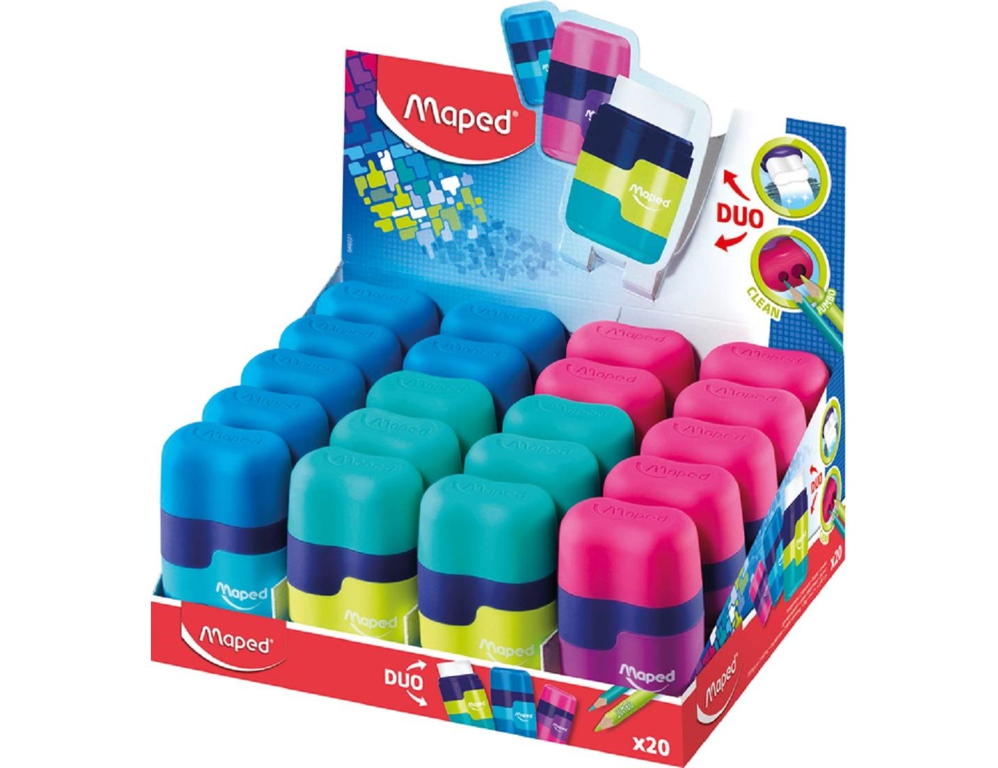 Apara lapis plastico maped loopy totem plastico 1 uso com borracha cores sortidas (24 unidades) ( Imagem 3 de 9 ) - Preview
