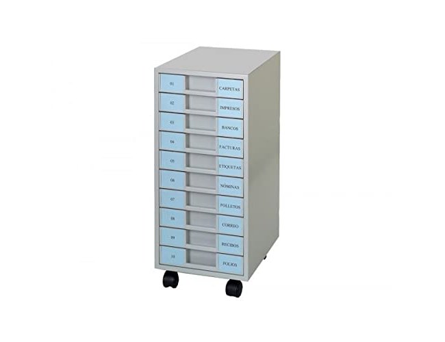 Arquivador metalico clen 10 bandejas plastico de 5,5 cm de altura com rodas cor cinca claro 680x303x371 mm ( Imagem 3 de 4 ) - Preview