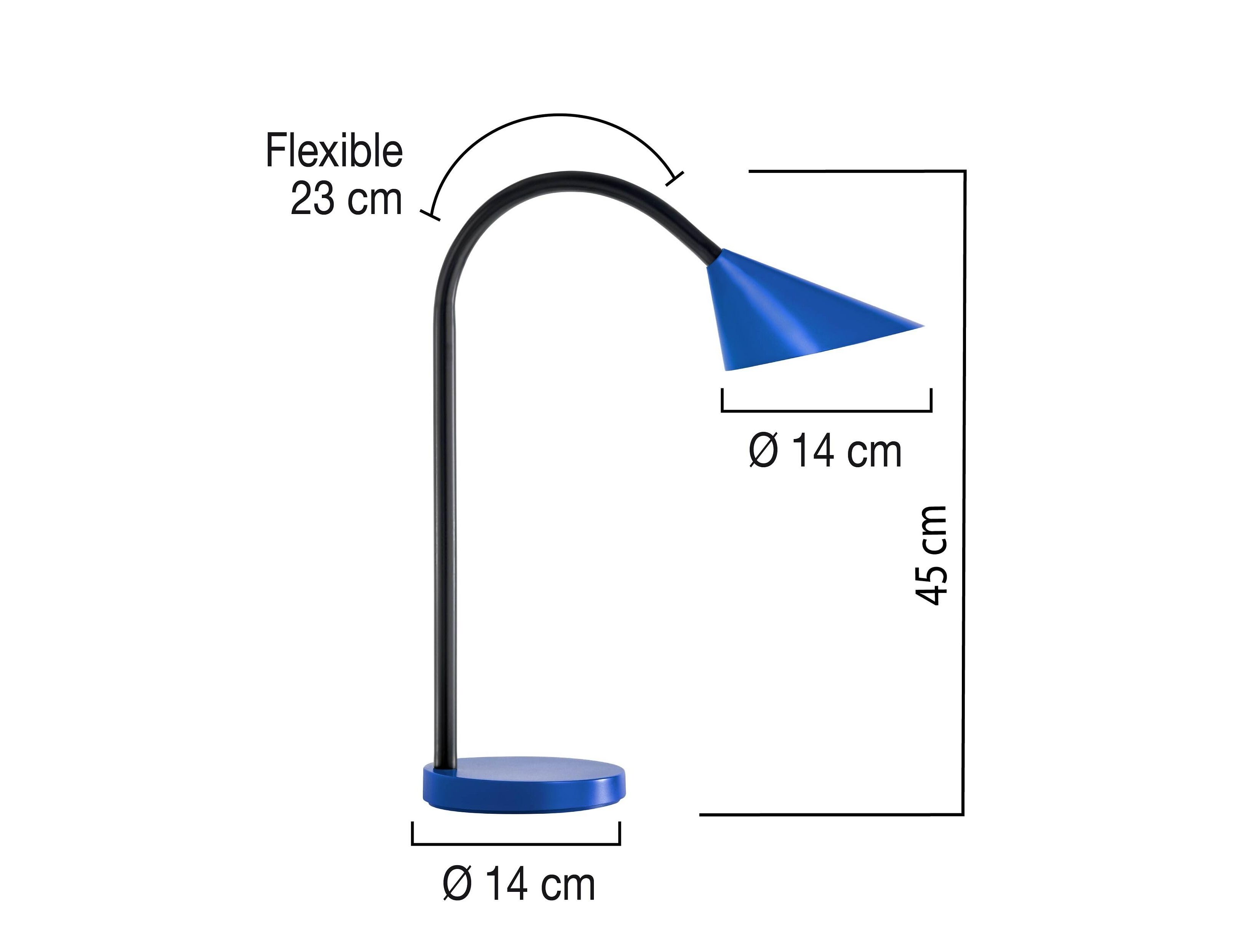 Candeeiro de escritorio unilux sol led 4w braco flexivel abs e metal azul base 14 cm diametro ( Imagem 5 de 8 ) - Preview