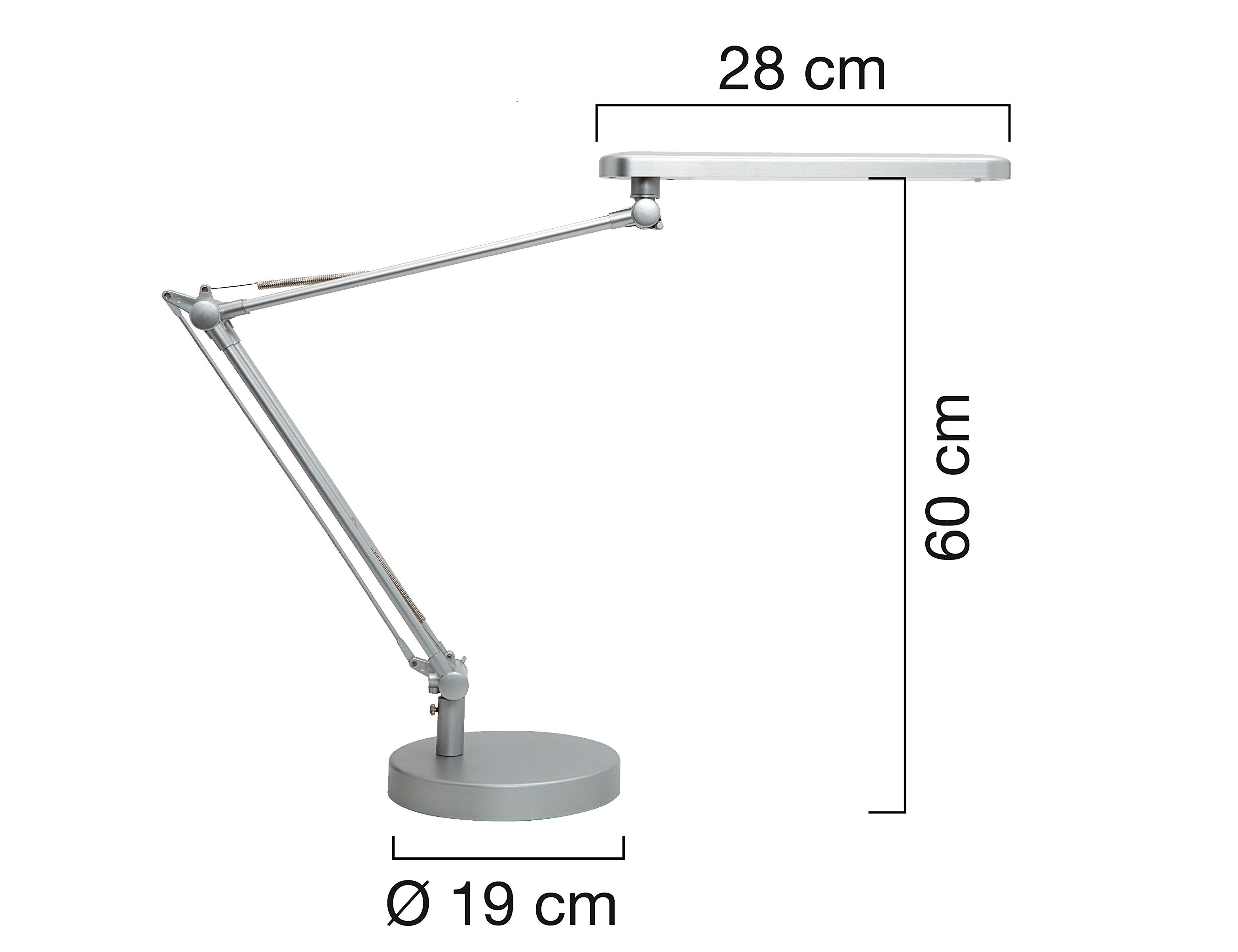 Candeeiro de escritorio uniluxled 5,6w duplo braco articulado abs e aluminio cinza metalizado base 19cm diametro ( Imagem 3 de 7 ) - Preview