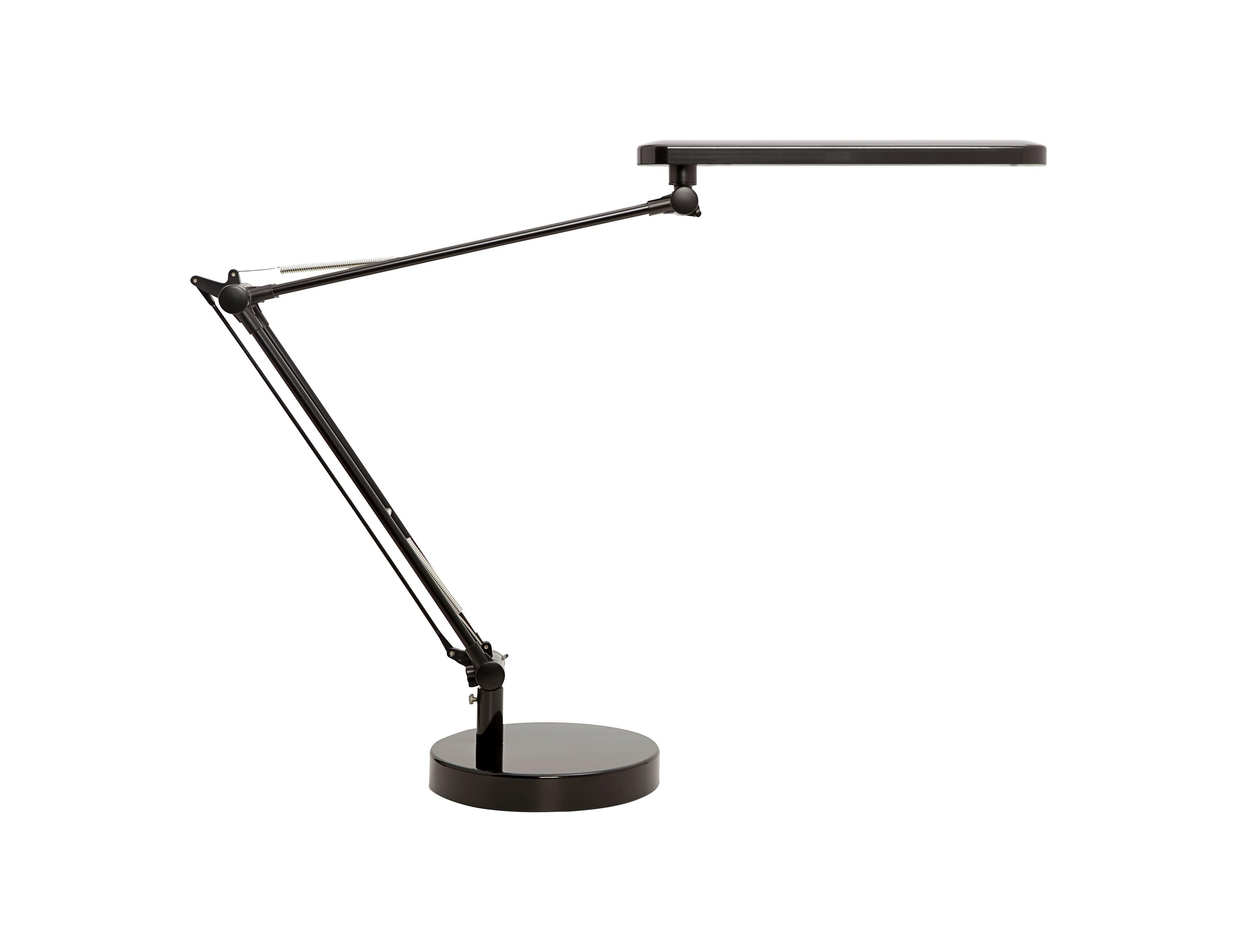 Candeeiro de escritorio uniluxled 5,6w duplo braco articulado abs e aluminio preto base 19 cm diametro ( Imagem 3 de 11 ) - Preview