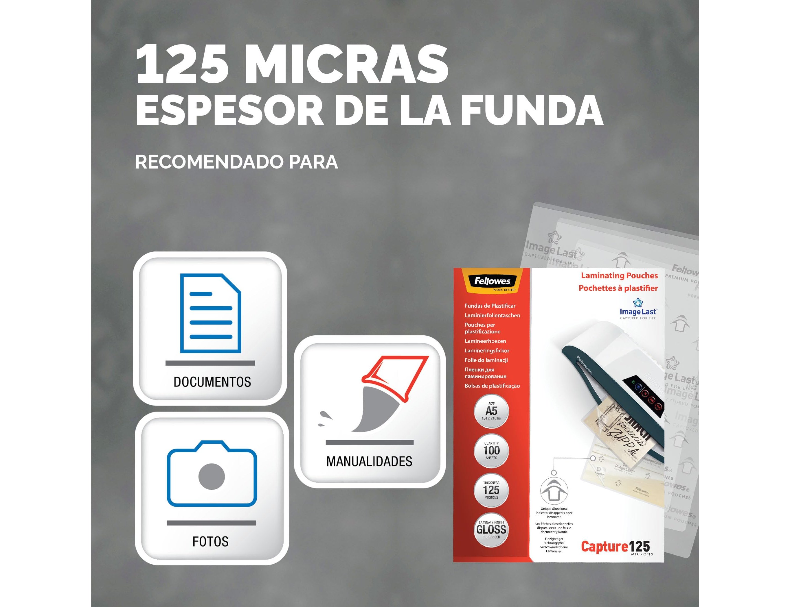 Bolsa de plastificar fellowes brilho din a5 125 microns pack 100 unidades ( Imagem 5 de 11 ) - Preview