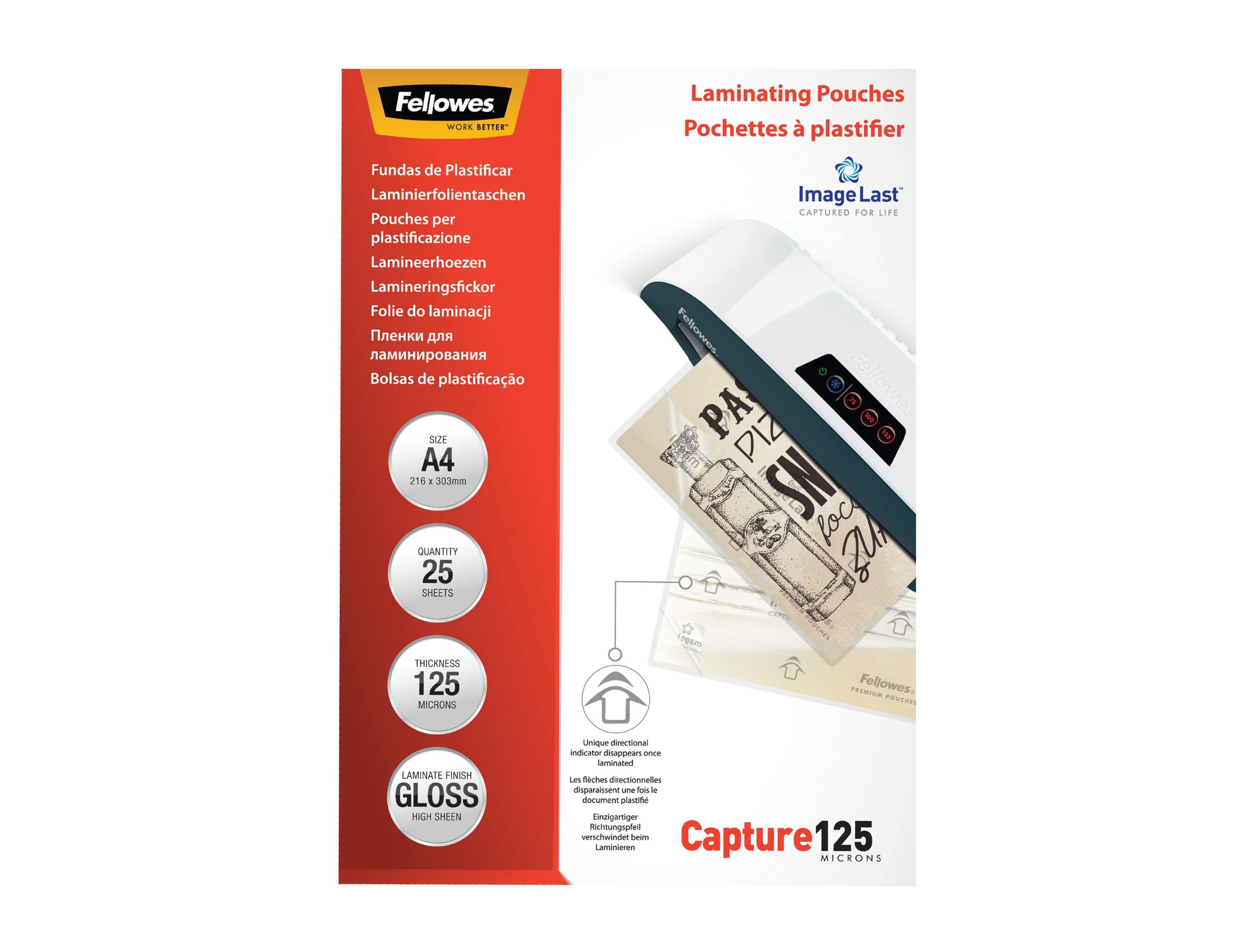 Bolsa de plastificar fellowes brilho din a4 125 microns pack de 25 unidades ( Imagem 3 de 11 ) - Preview