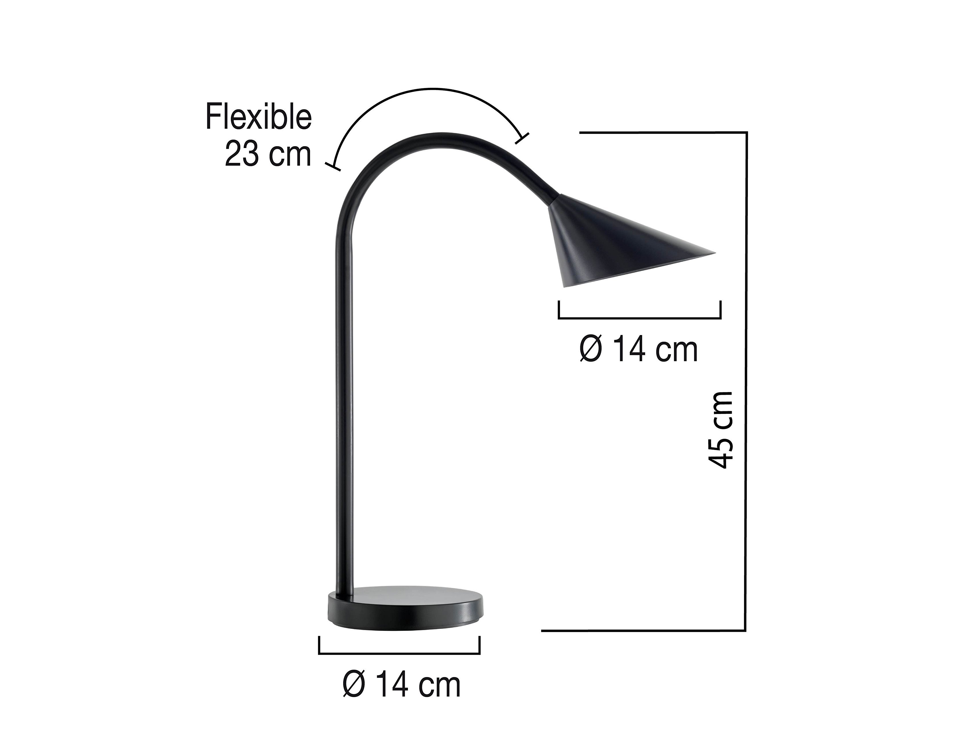 Candeeiro de escritorio unilux sol led 4w braco flexivel abs e metal preto base 14 cm diametro ( Imagem 5 de 6 ) - Preview