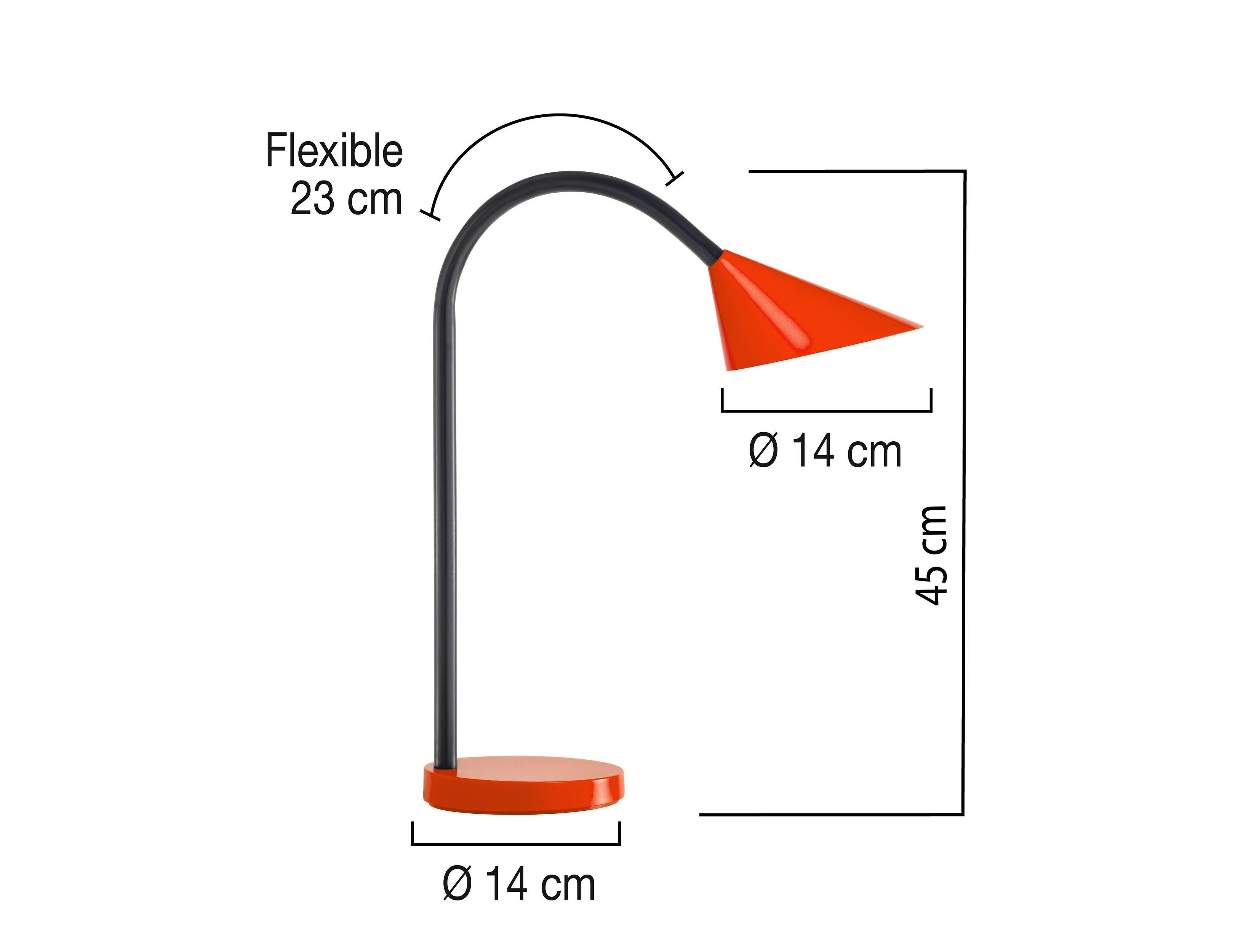 Candeeiro de escritorio uniluxsol led4w braco flexivel abs e metal vermelho base 14 cm diametro ( Imagem 4 de 8 ) - Preview