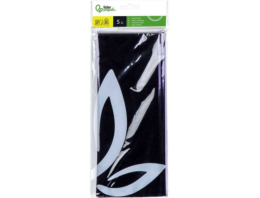 Papel celofane liderpapel 50x70 cm 22gr bolsa de 5 folhas violeta ( Imagem 3 de 5 ) - Preview