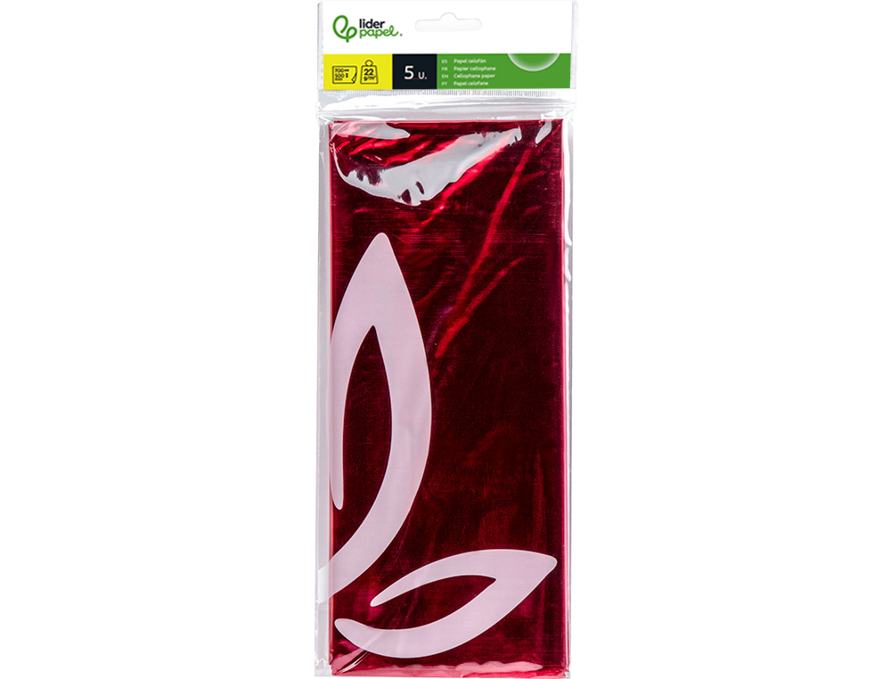 Papel celofane liderpapel 50x70 cm 22gr bolsa de 5 folhas rosa ( Imagem 3 de 5 ) - Preview