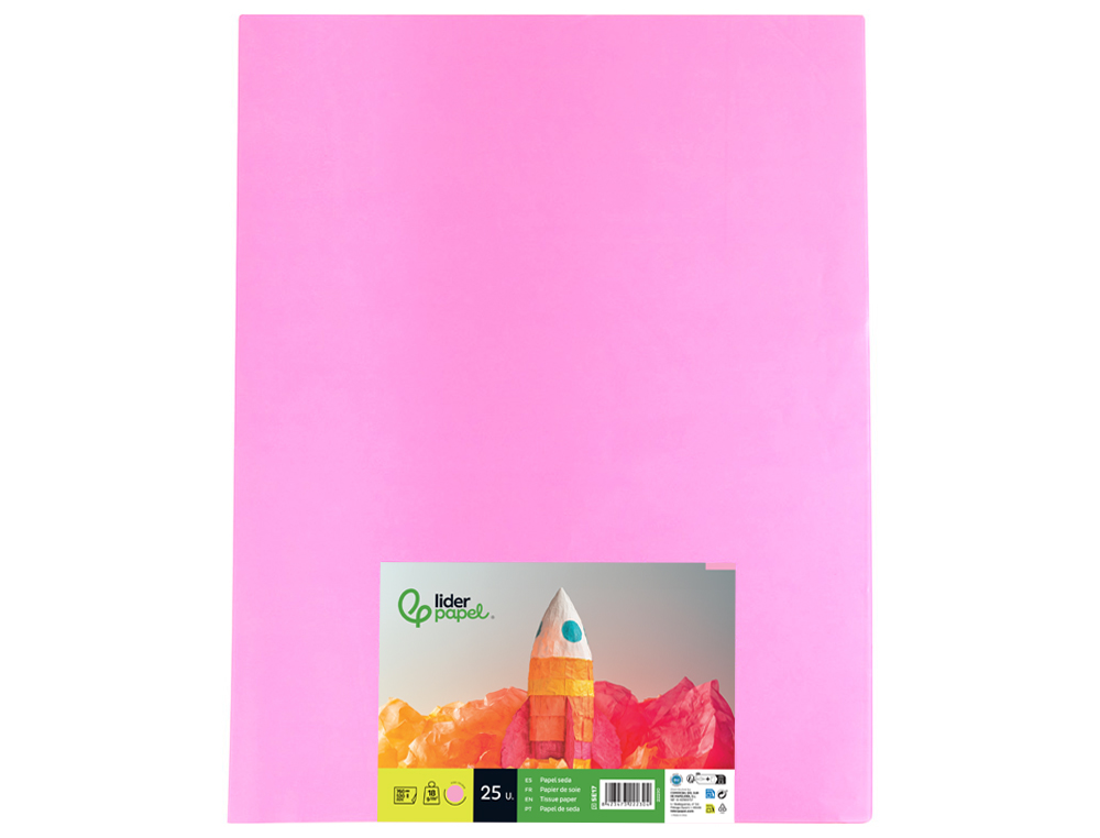 Liderpapel tissue paper, 52 x 76 cm, 18 gsm, pink, pack of 25 sheets. ( Imagem 3 de 7 ) - Preview