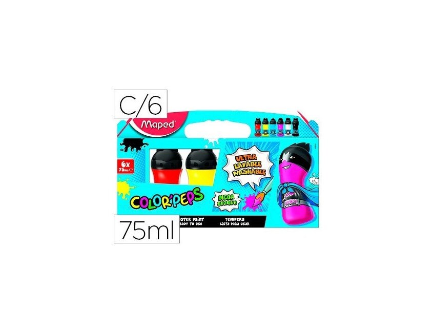 Guache maped color peps ultra lavavel caixa de 6 cores sortidas primarios 75 ml ( Imagem 3 de 3 ) - Preview
