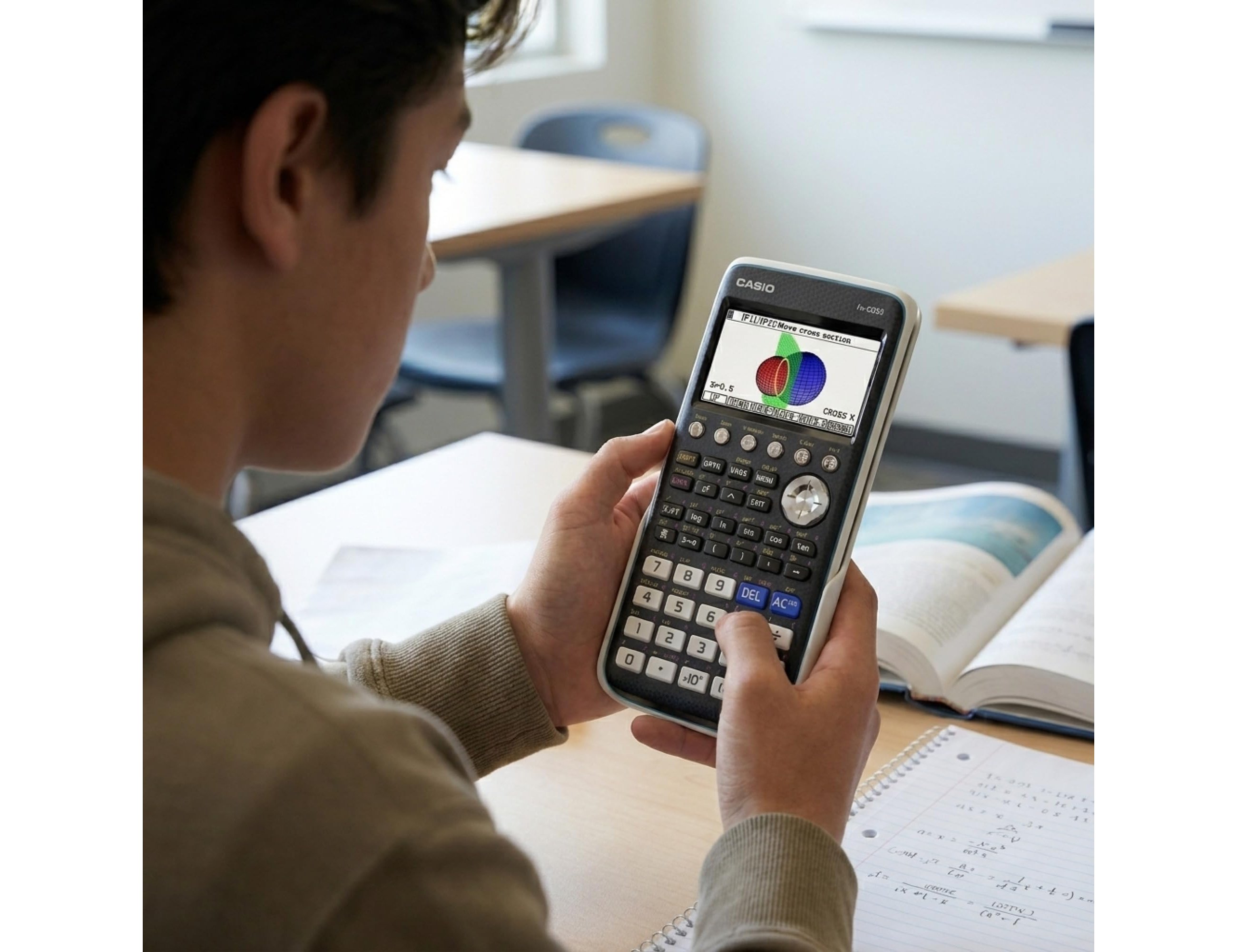 Calculadora Casio FX-CG50 Gráfica 8 Linhas 21 Carateres Visor Cor 3D Memória 16 MB Conexão USB com Capa Preta ( Imagem 4 de 5 ) - Preview