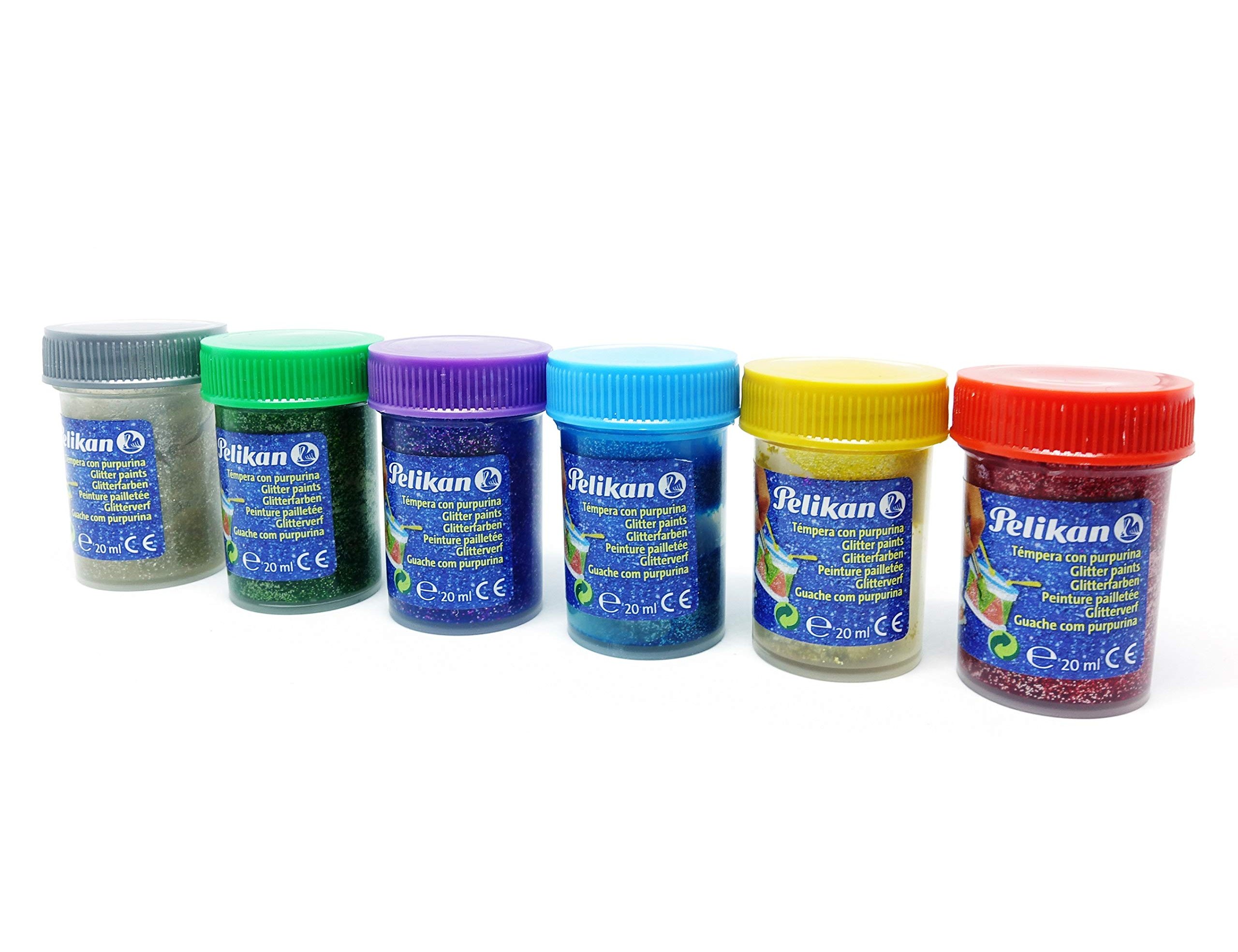 Guache Pelikan Glitter 20 ml 942/20s Caixa 6 Cores Sortidas + Pincel ( Imagem 3 de 3 ) - Preview