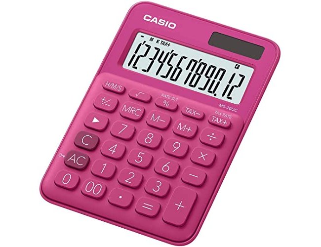 Calculadora casio ms-20uc-rd secretaria 12 digitos tax +/- cor fucsia ( Imagem 3 de 3 ) - Preview