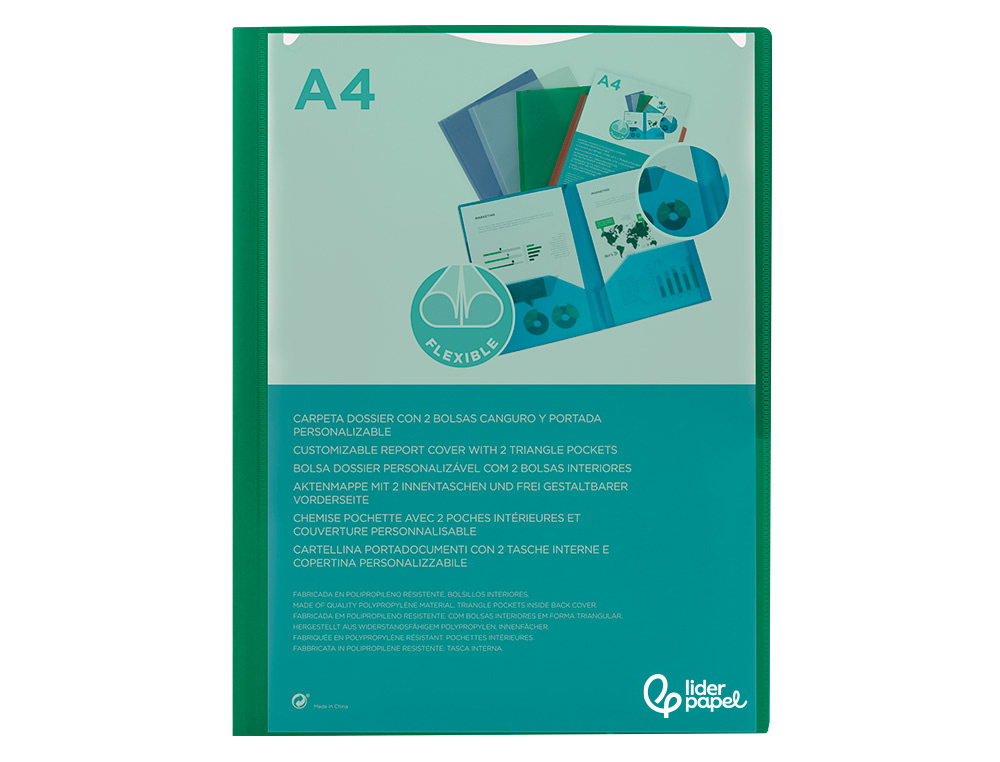 Bolsa Dossier Liderpapel C/Dupla Bolsa Din A4 - Verde ( Imagem 4 de 21 ) - Preview