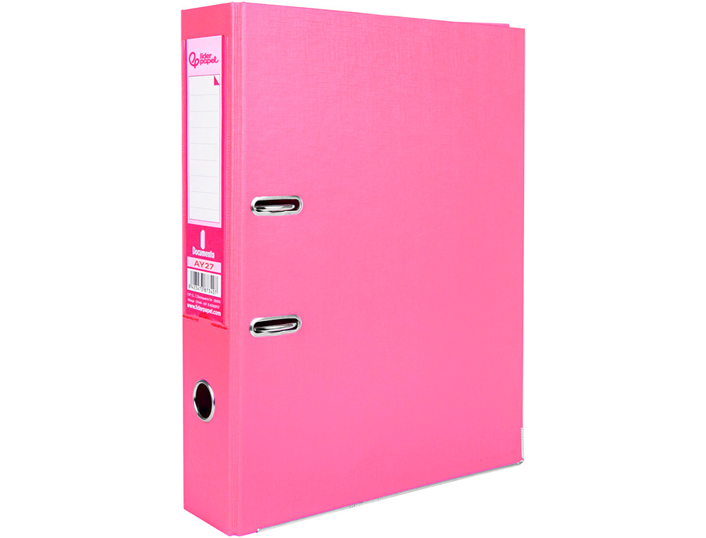 Pasta de arquivo de alavanca liderpapel documenta pvc folio lombada 75 mm rosa ( Imagem 3 de 16 ) - Preview