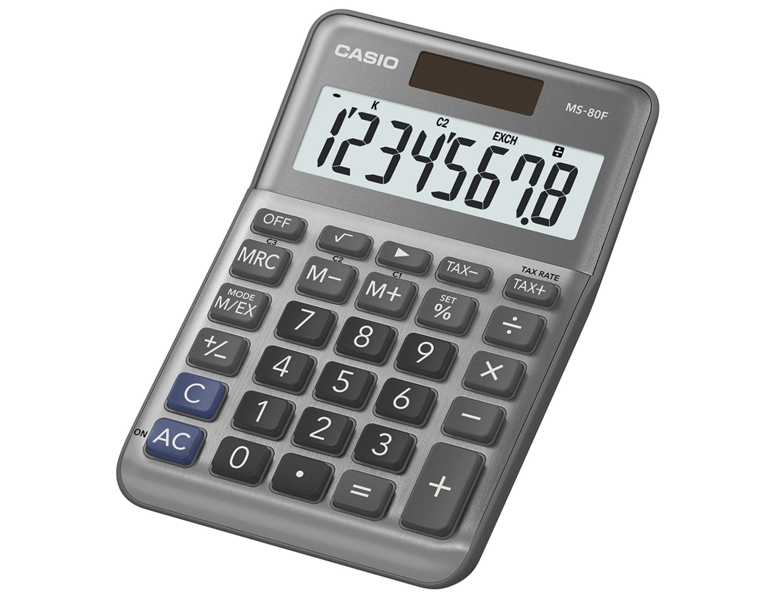Calculadora casio ms-80f de secretaria 8 digitos tax +/- cor prata ( Imagem 3 de 7 ) - Preview