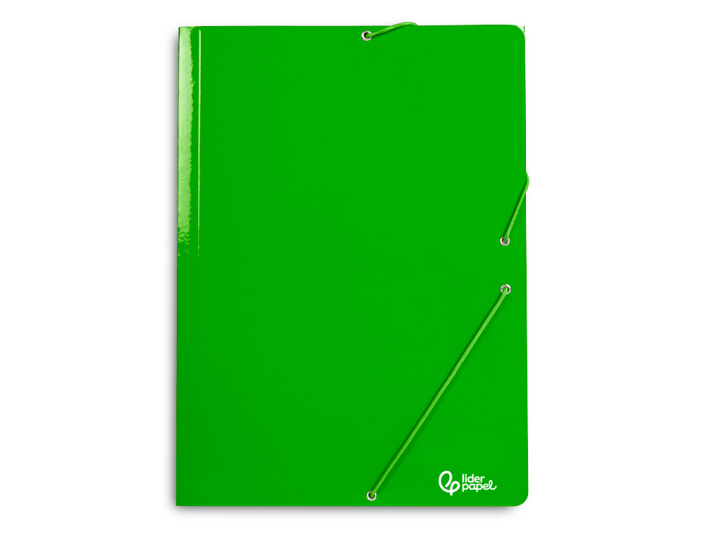 Pasta liderpapel de elasticos folio 3 abas cartao plastificado cor verde ( Imagem 3 de 16 ) - Preview