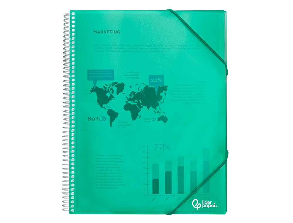 Capa catalogo liderpapel com espiral 20 bolsas polipropileno din a5 verde ( Imagem 4 de 18 ) - Preview