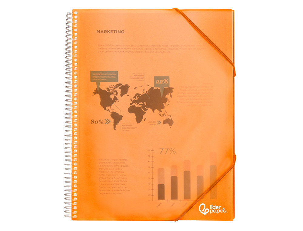 Capa catalogo liderpapel com espiral 60 bolsas polipropileno din a4 laranja ( Imagem 4 de 18 ) - Preview