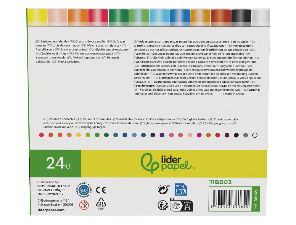 LIDERPAPEL - 24 LAPIS DE CERA - BD03 ( Imagem 5 de 17 ) - Preview
