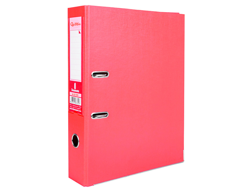 Pasta de arquivo de alavanca liderpapel documenta pvc folio lombada 75 mm vermelho ( Imagem 4 de 19 ) - Preview