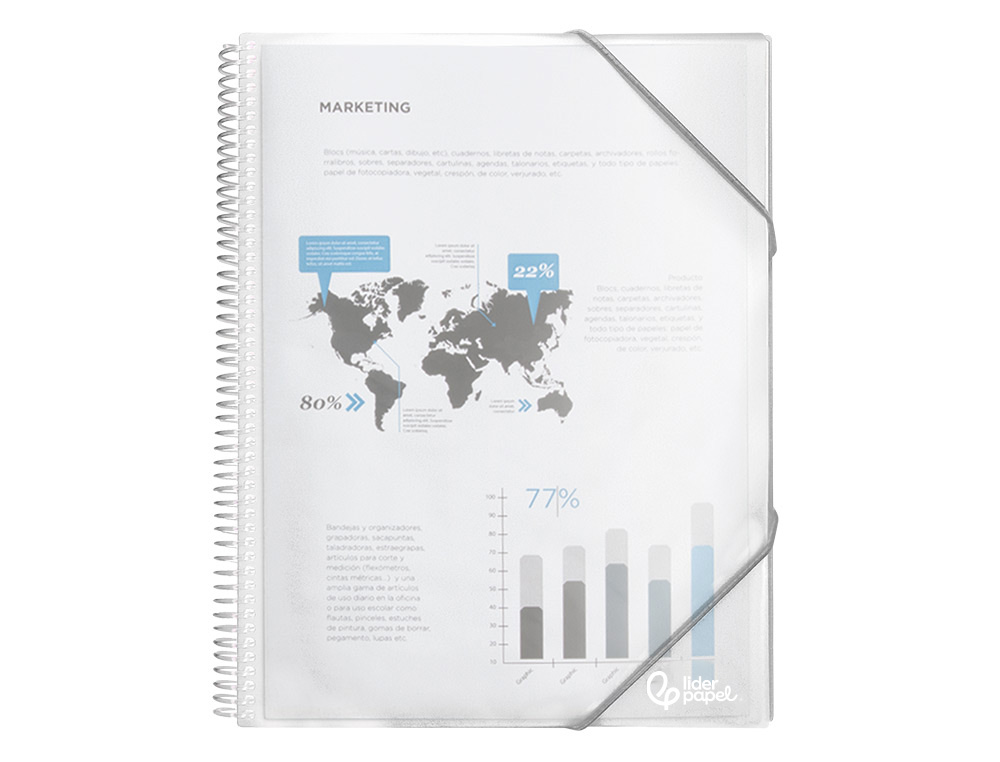 Capa catalogo liderpapel com espiral 60 bolsas polipropileno din a4 transparente ( Imagem 4 de 18 ) - Preview