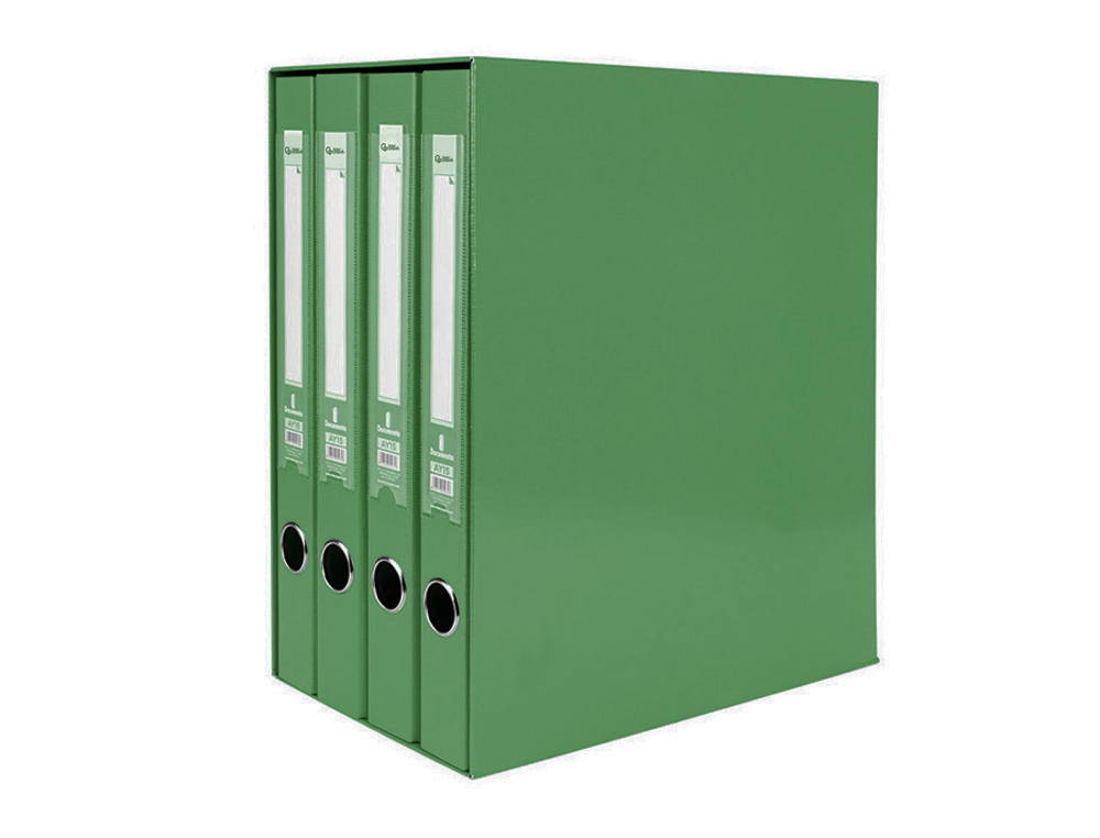 Module of 4 file folders, paper type, 2-ring folio, 35 mm spine, green. ( Imagem 4 de 17 ) - Preview