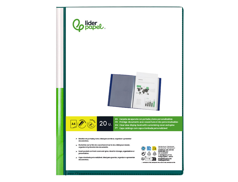 Liderpapel catalog cover 20 din a4 bags translucent green ( Imagem 4 de 14 ) - Preview