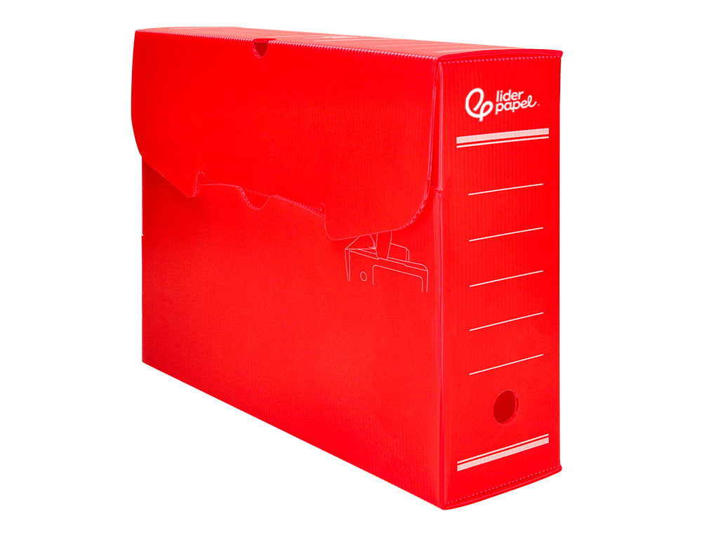 Caixa para arquivo definitivo liderpapel em polipropileno vermelho formato 360x260x100 mm ( Imagem 4 de 12 ) - Preview