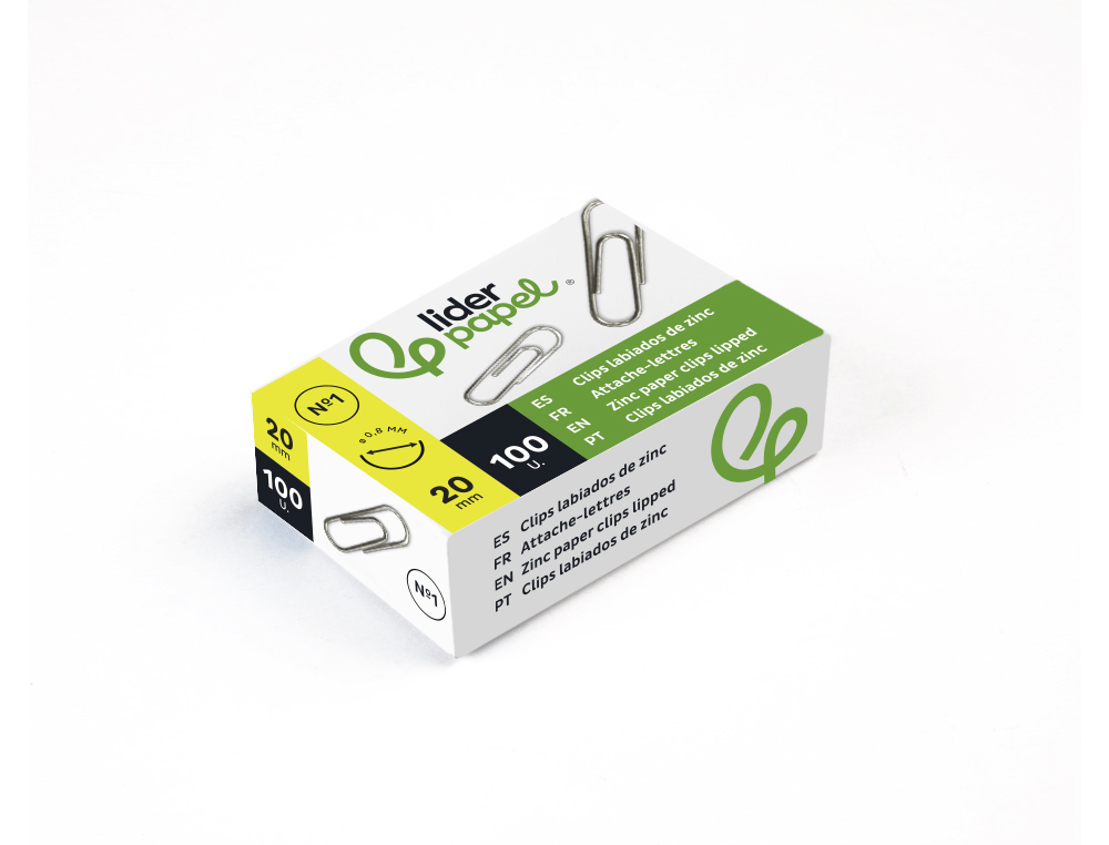 Clips liderpapel labiados n.1 20 mm caixa de 100 unidades (10 unidades) ( Imagem 3 de 4 ) - Preview