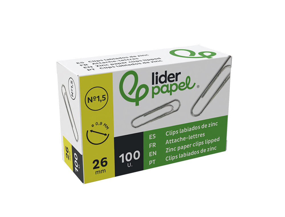 Clips liderpapel labiados n.1,5 26 mm caixa de 100 unidades ( Imagem 3 de 4 ) - Preview
