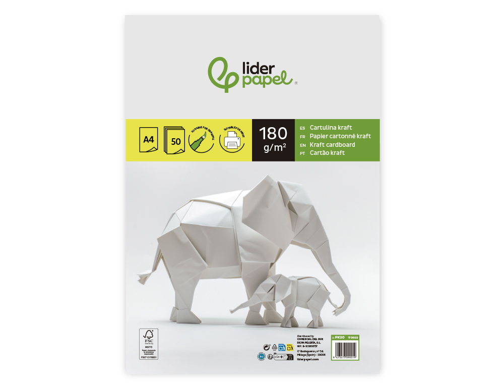 Kraft paper, Liderpapel A4, 180 gsm, pack of 50 sheets. ( Imagem 3 de 7 ) - Preview