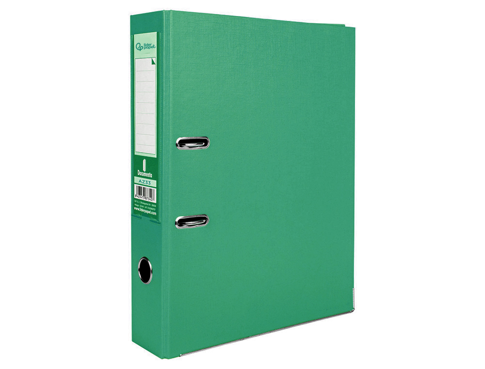 Pasta de arquivo de alavanca liderpapel documenta pvc folio lombada 75 mm verde ( Imagem 4 de 19 ) - Preview