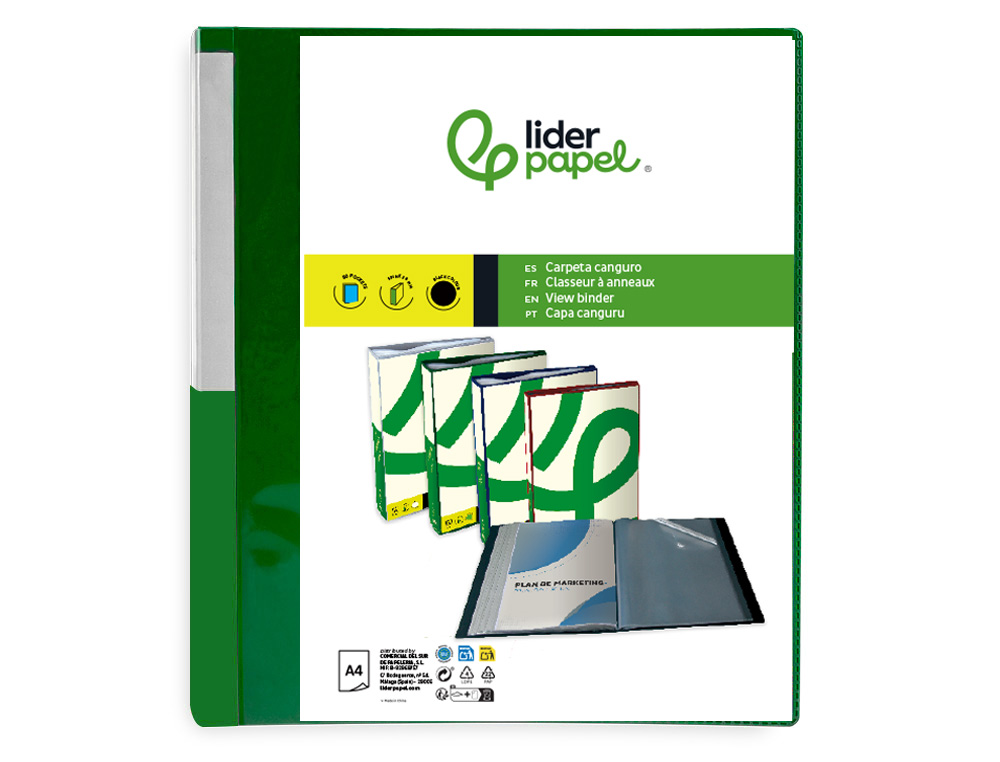 Pasta canguru liderpapel 30 bolsas polipropileno din a4 verde translucido capa e lombada personalizavel ( Imagem 3 de 8 ) - Preview