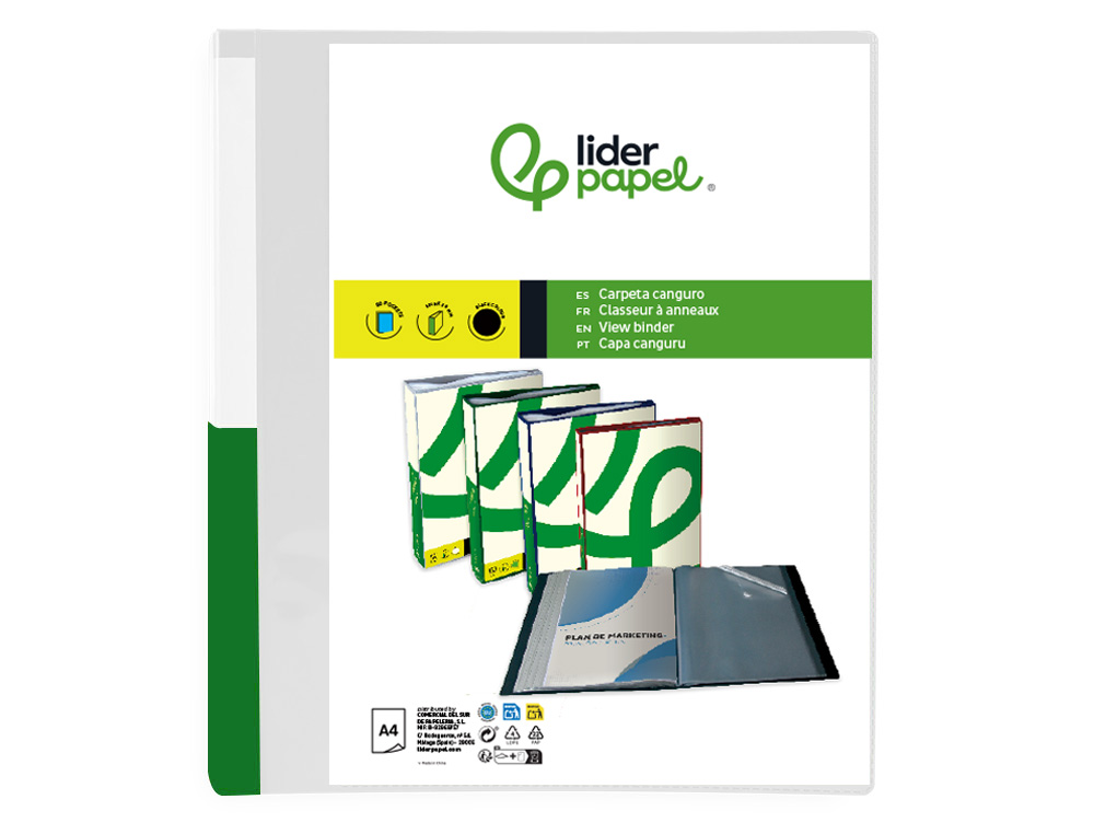 Pasta Canguru Liderpapel 10 Bolsas Polipropileno Din A4 Transparente Capa e Lombada Personalizável ( Imagem 3 de 8 ) - Preview