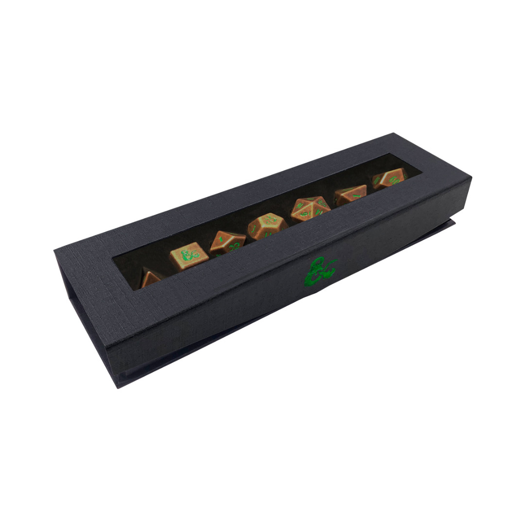 UP - Heavy Metal Fall 21 Copper and Green RPG Dice Set for Dungeons & Dragons ( Imagem 2 de 2 ) - Preview